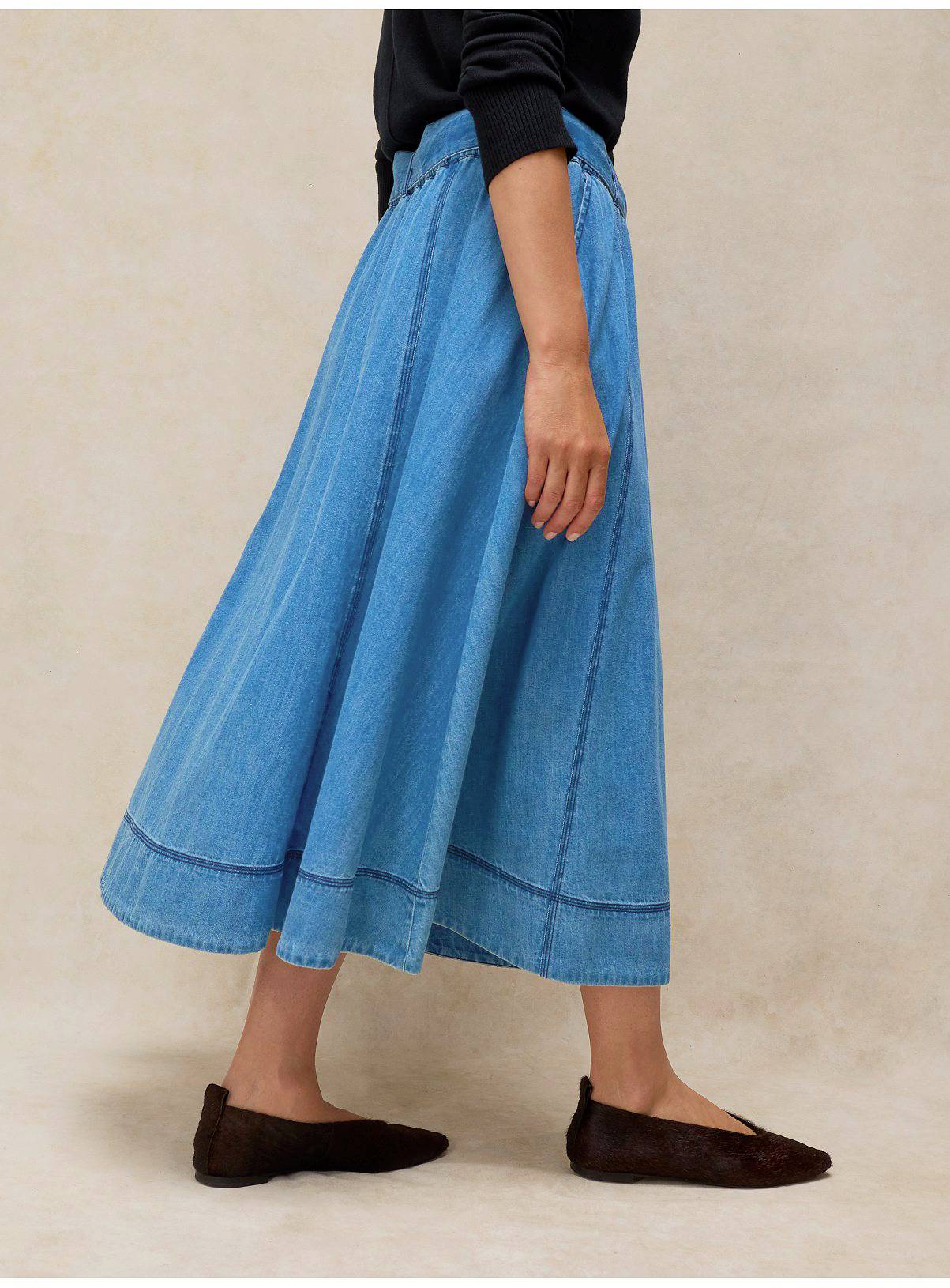 WHITE STUFF Krystin Denim Midi Skirt 10 - Image 3